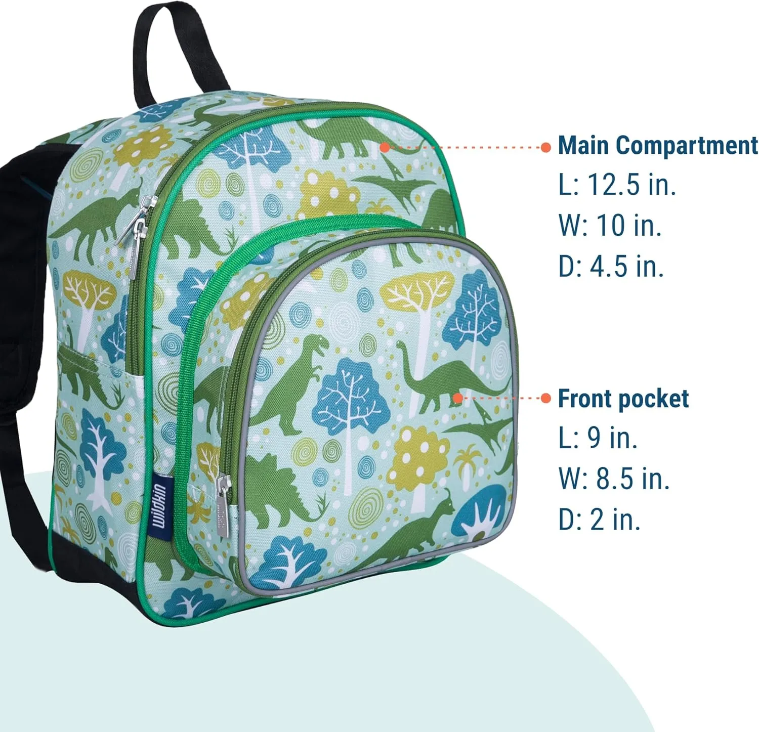Wildkin 12-inch Kids Backpack – Padded, Adjustable, Ideal for Daycare & Travel - Dinomite Dinosaurs