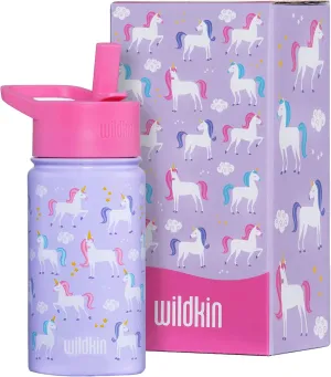 Wildkin Kids 14oz Stainless Steel Water Bottle – BPA-Free, Leakproof, Insulated, Easy-Clean - Unicorn