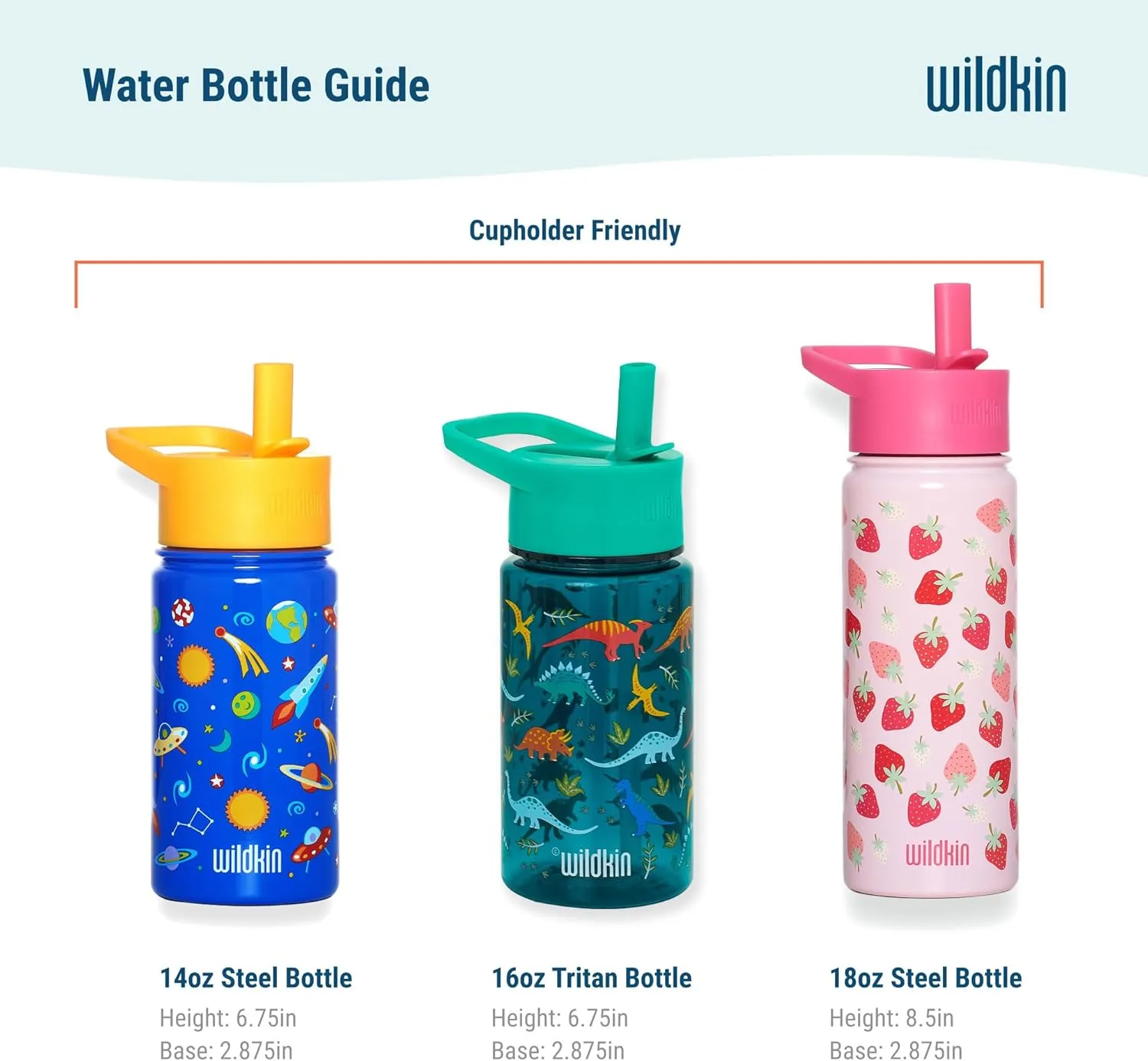 Wildkin Kids 14oz Stainless Steel Water Bottle – BPA-Free, Leakproof, Insulated, Easy-Clean - Unicorn