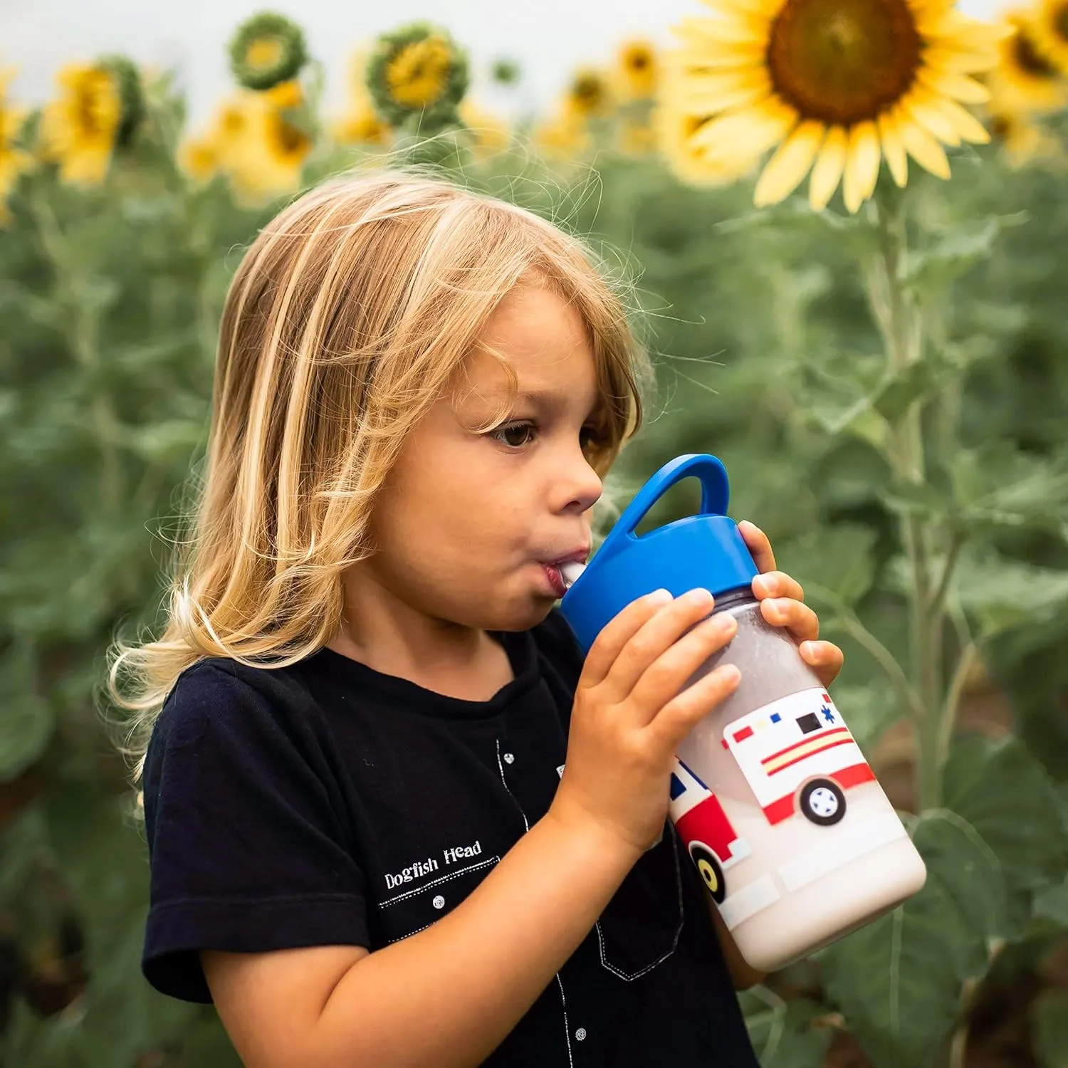 Wildkin Kids 16 oz Reusable Water Bottle for Boys and Girls, Features Straw Top and Carrying Handle, Ideal Size for School or Travel, Easy to Clean - Dinosaur Land