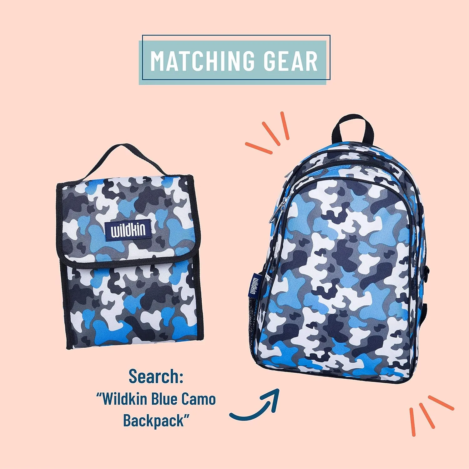 Wildkin Kids Insulated Lunch Bag – Reusable, Ideal for Hot/Cold Snacks, School & Travel - Blue Camo