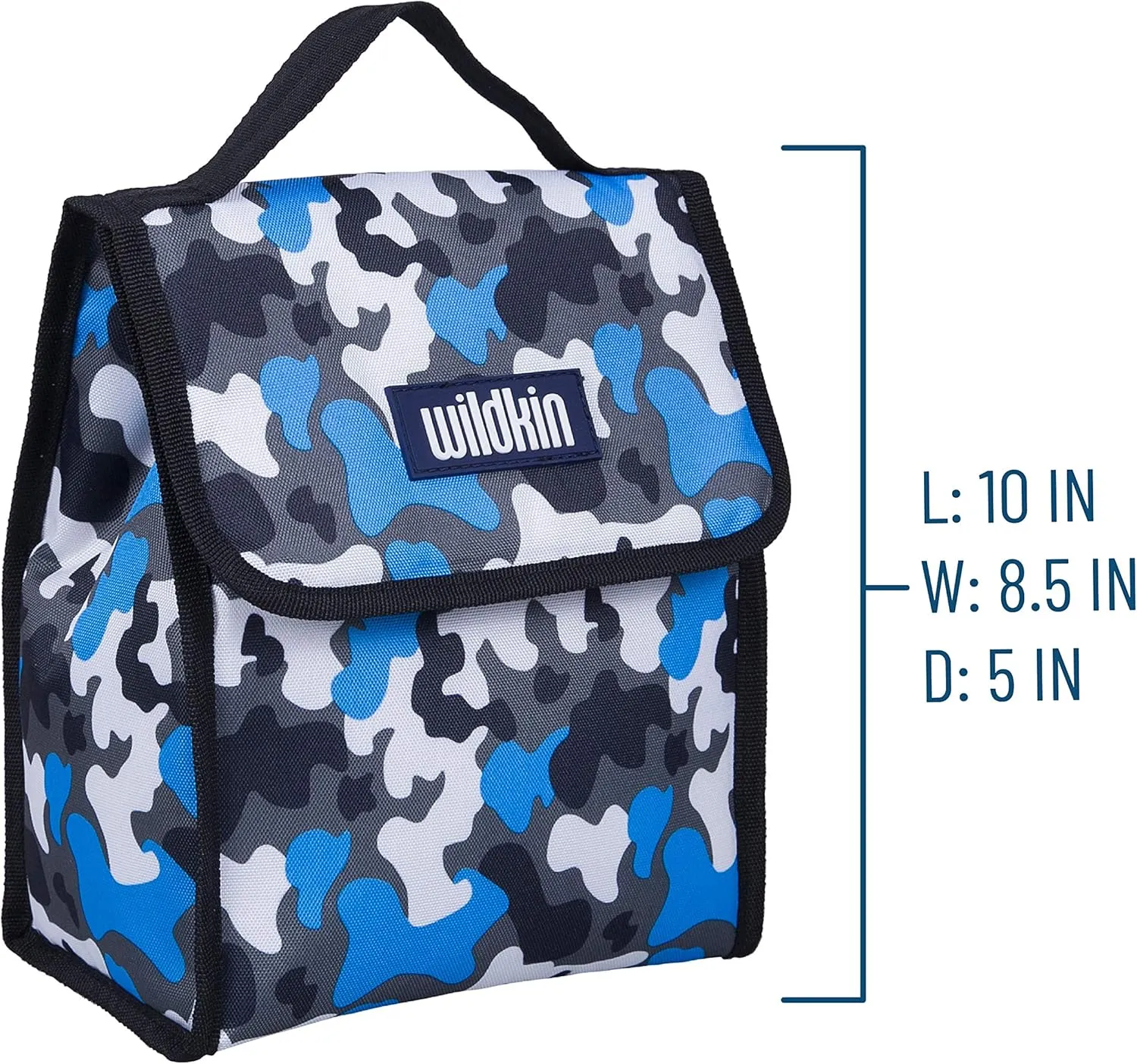 Wildkin Kids Insulated Lunch Bag – Reusable, Ideal for Hot/Cold Snacks, School & Travel - Blue Camo