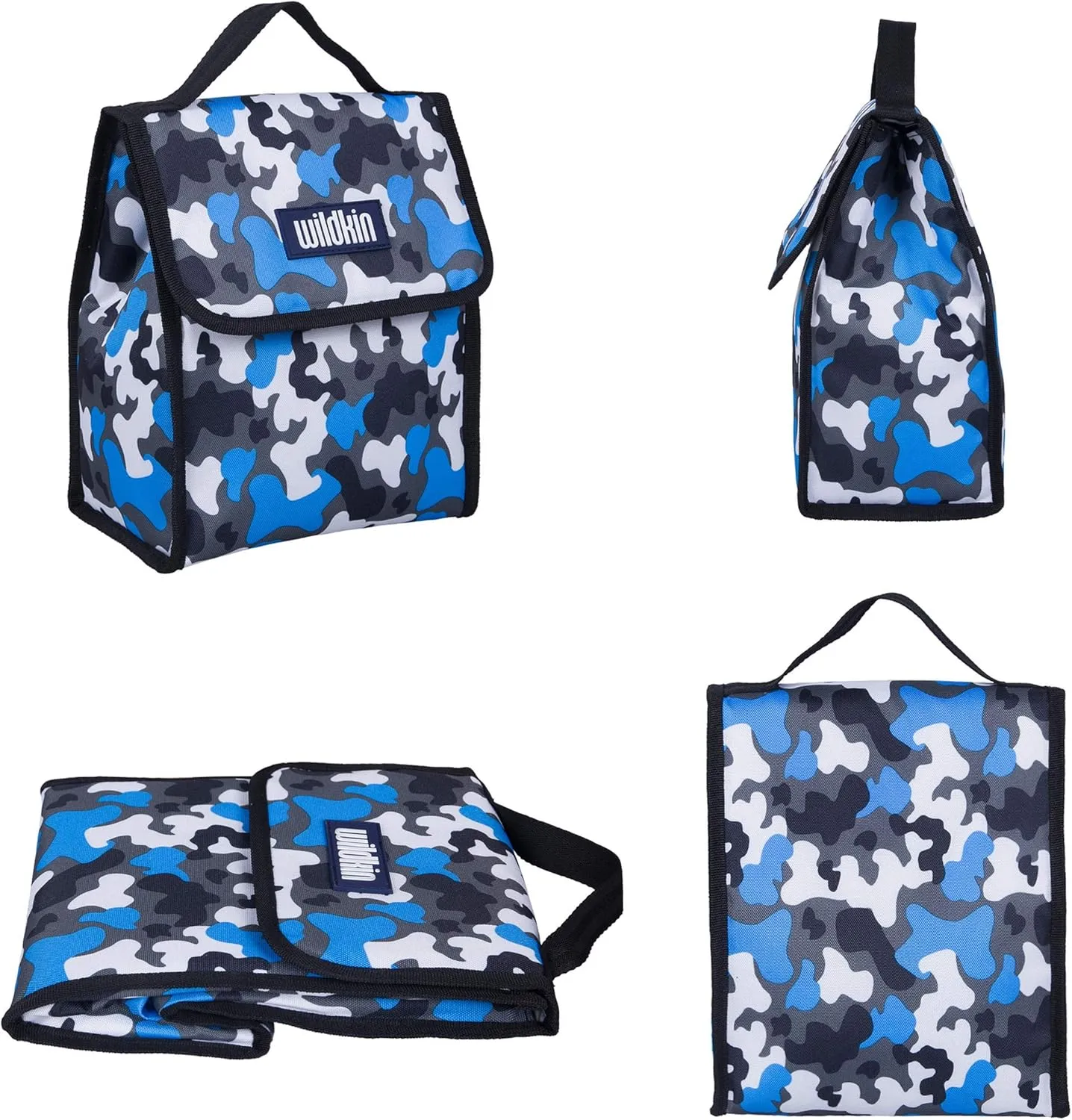 Wildkin Kids Insulated Lunch Bag – Reusable, Ideal for Hot/Cold Snacks, School & Travel - Blue Camo