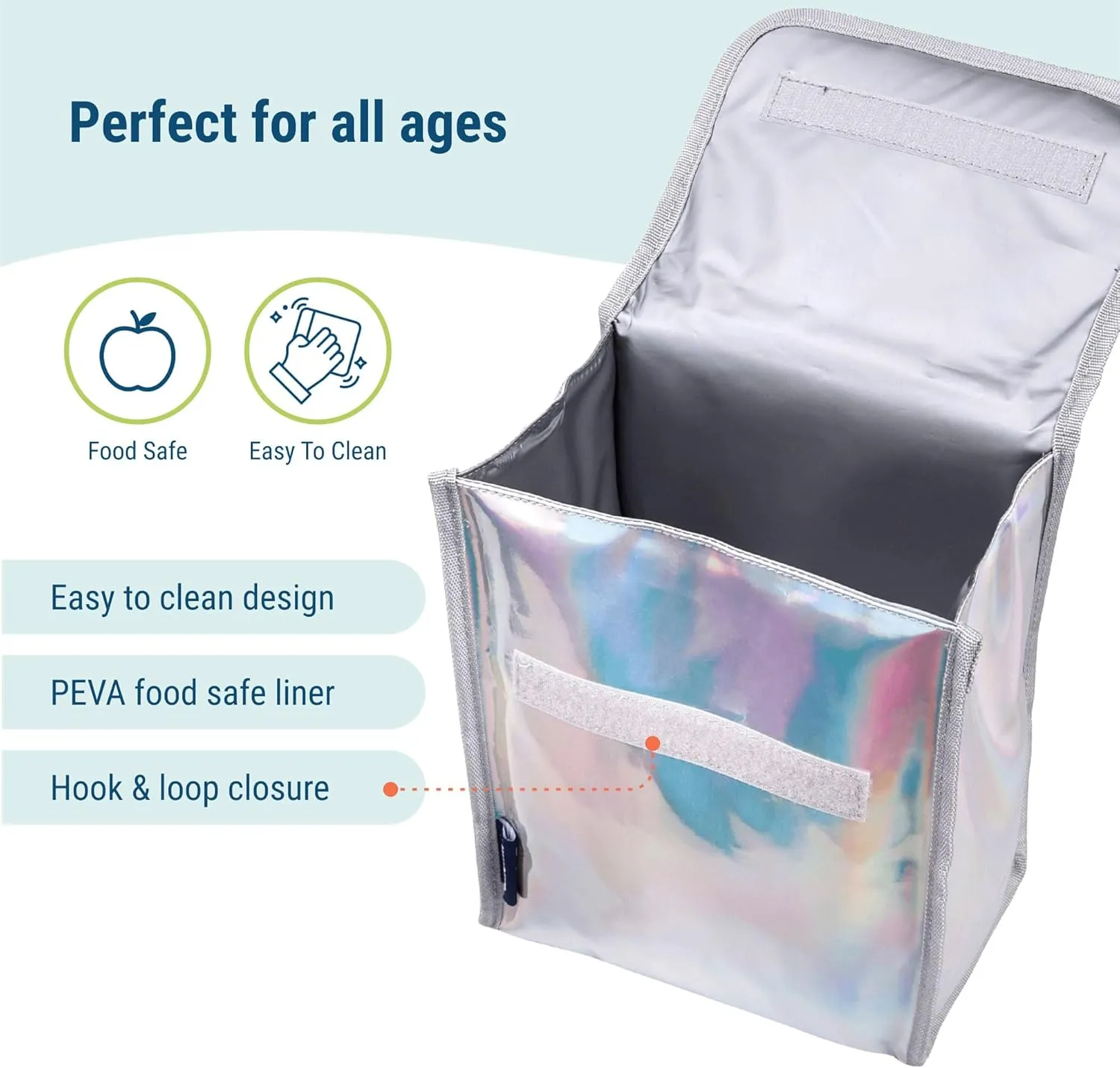 Wildkin Kids Insulated Lunch Bag – Reusable, Ideal for Hot/Cold Snacks, School & Travel - Holographic