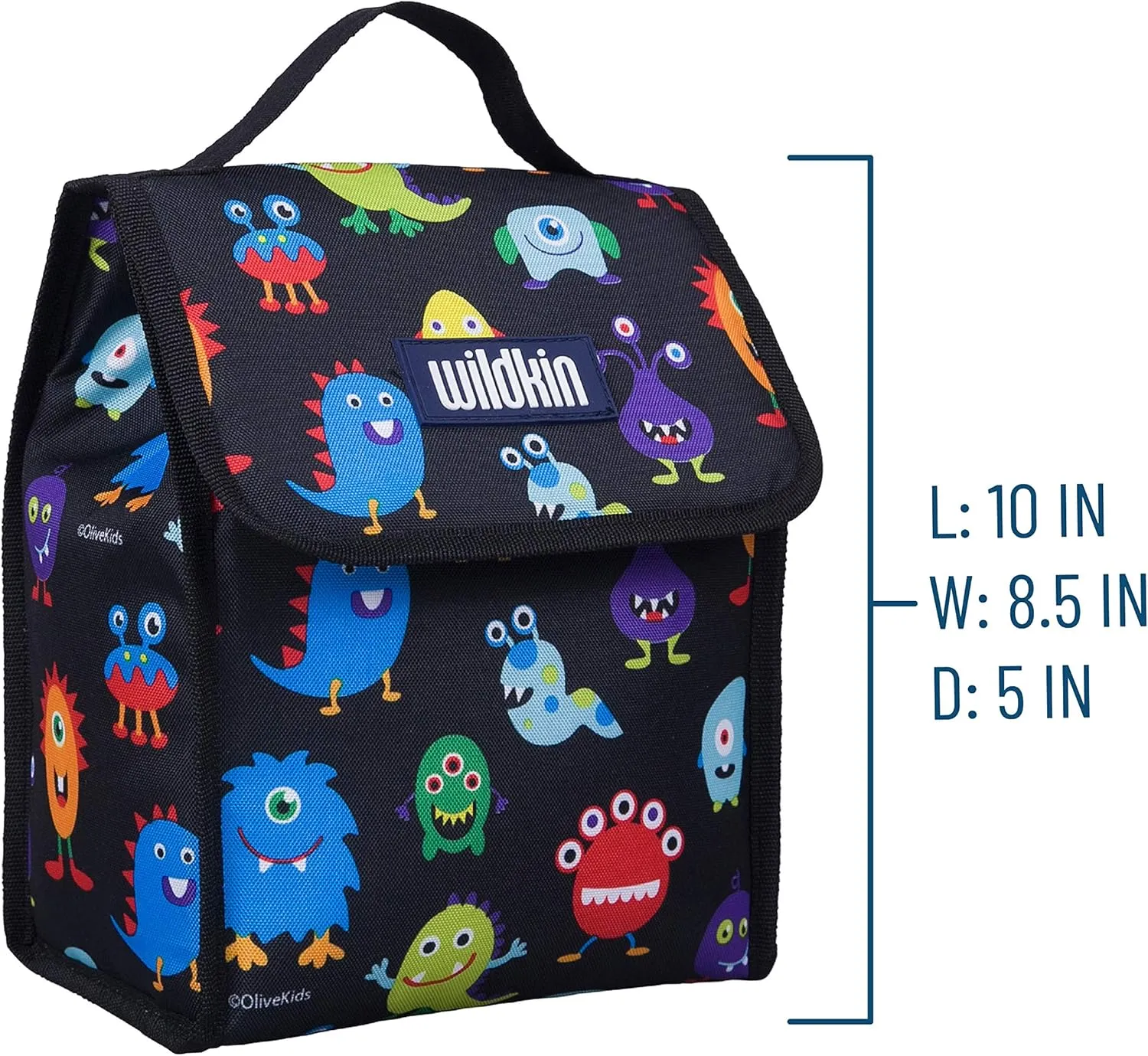 Wildkin Kids Insulated Lunch Bag – Reusable, Ideal for Hot/Cold Snacks, School & Travel - Monsters