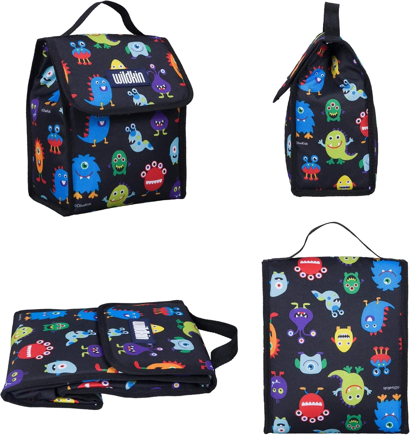 Wildkin Kids Insulated Lunch Bag – Reusable, Ideal for Hot/Cold Snacks, School & Travel - Monsters