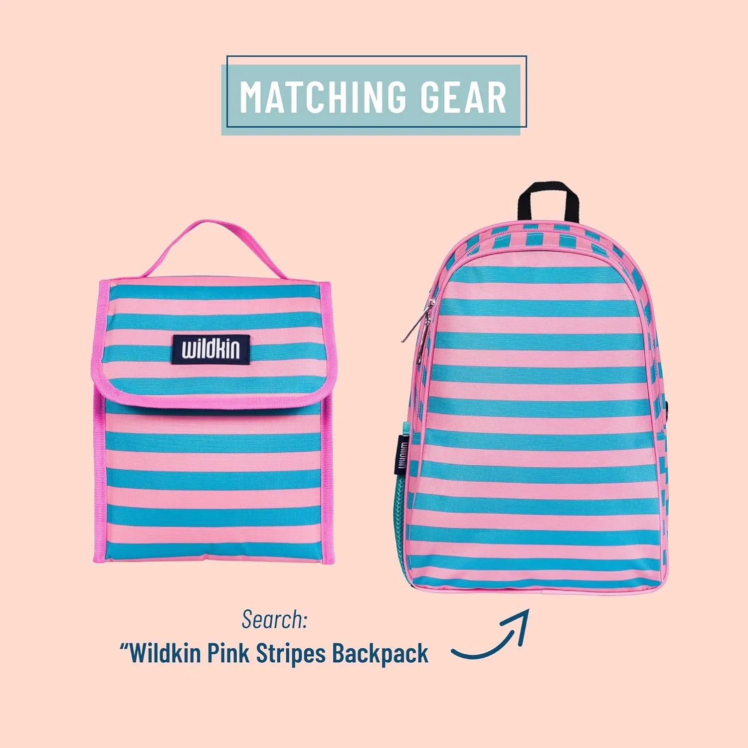 Wildkin Kids Insulated Lunch Bag – Reusable, Ideal for Hot/Cold Snacks, School & Travel - Pink Stripes
