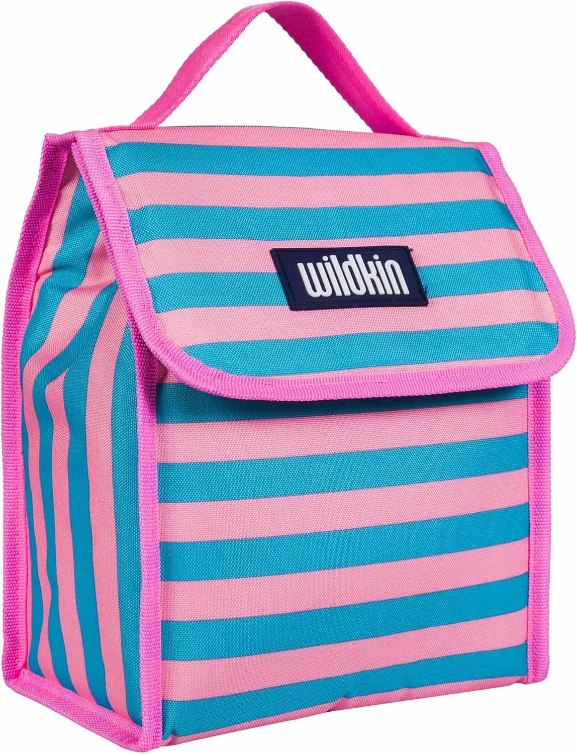 Wildkin Kids Insulated Lunch Bag – Reusable, Ideal for Hot/Cold Snacks, School & Travel - Pink Stripes