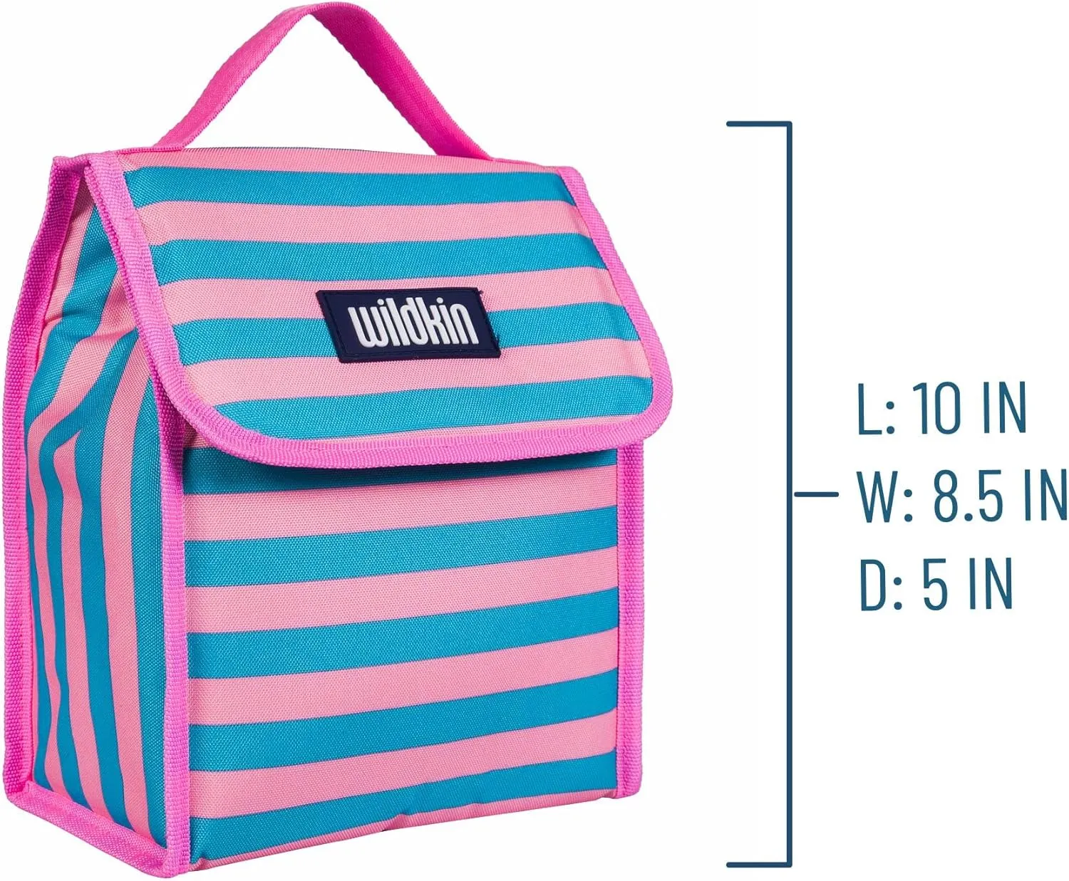 Wildkin Kids Insulated Lunch Bag – Reusable, Ideal for Hot/Cold Snacks, School & Travel - Pink Stripes