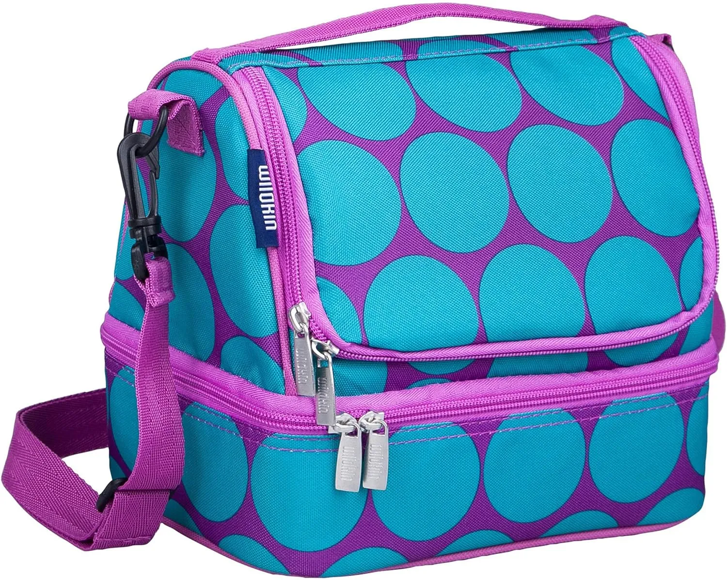 Wildkin Two Compartment Insulated Lunch Bag for Kids – School & Travel Ready - Big Dot Aqua