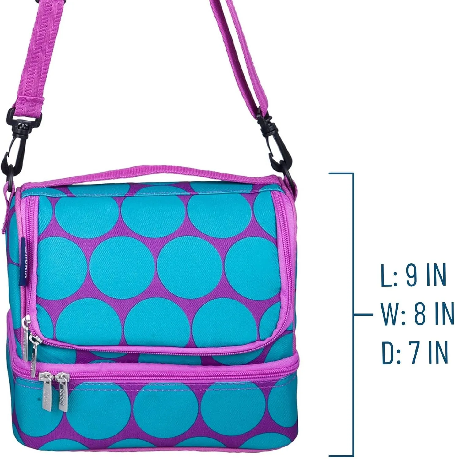 Wildkin Two Compartment Insulated Lunch Bag for Kids – School & Travel Ready - Big Dot Aqua