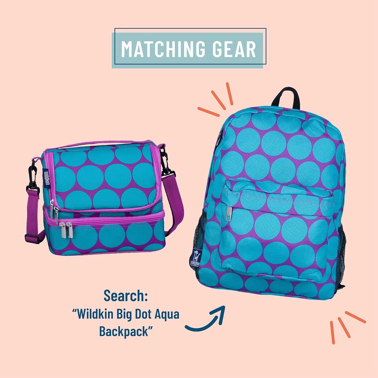 Wildkin Two Compartment Insulated Lunch Bag for Kids – School & Travel Ready - Big Dot Aqua
