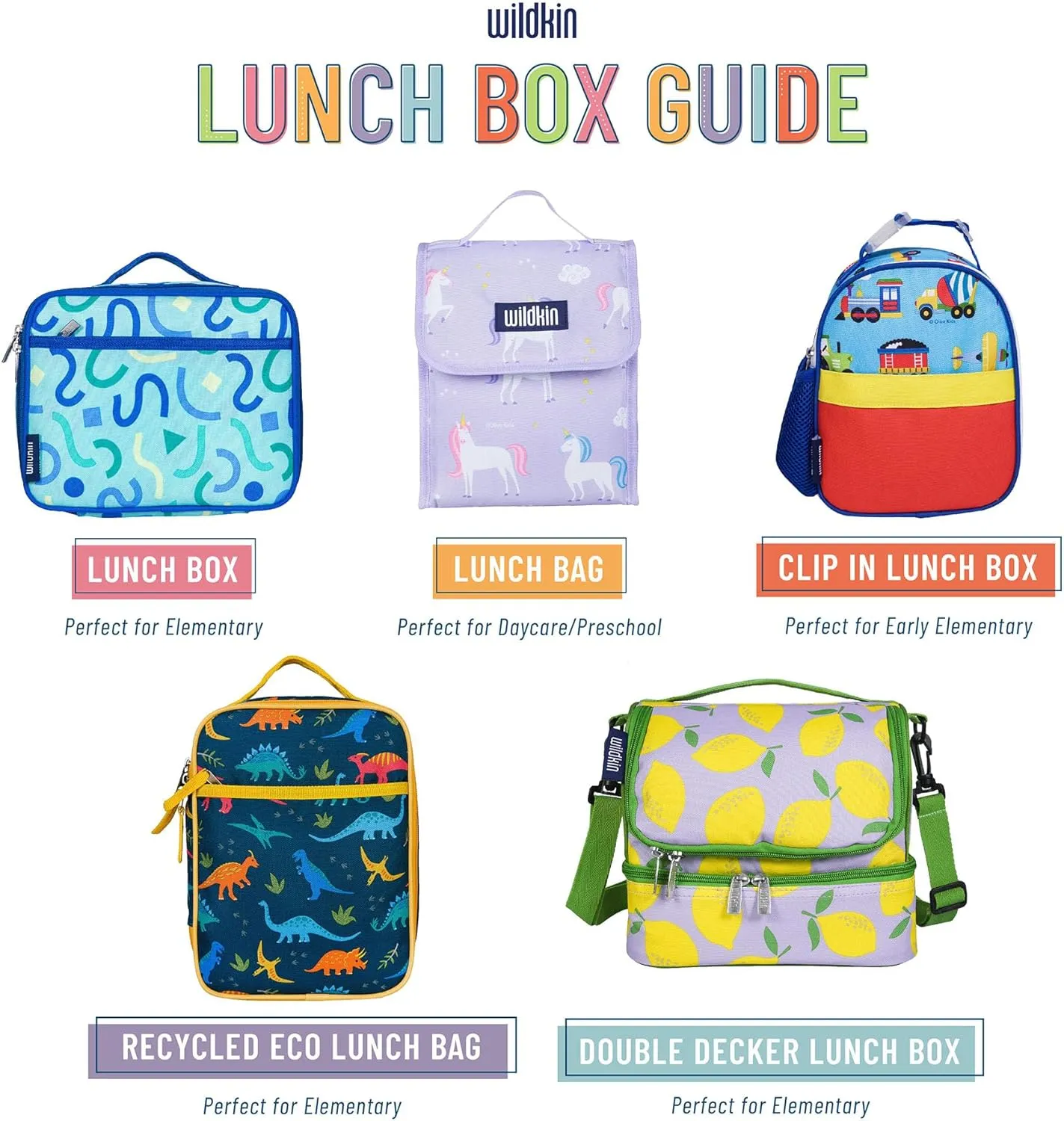 Wildkin Two Compartment Insulated Lunch Bag for Kids – School & Travel Ready - Big Dot Aqua