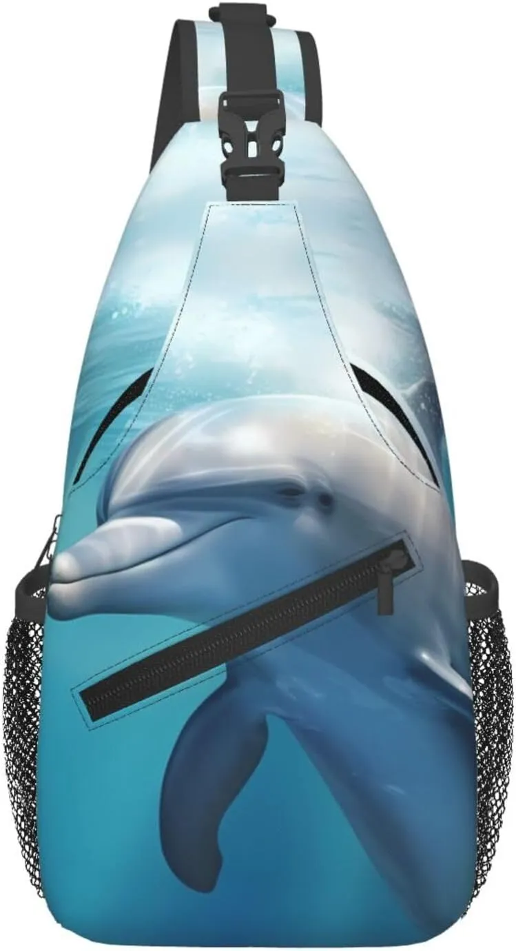 winter the dolphin Crossbody Bags for Men Women Fashion Sling Backpack Casual Chest Bag Travel Hiking Daypack