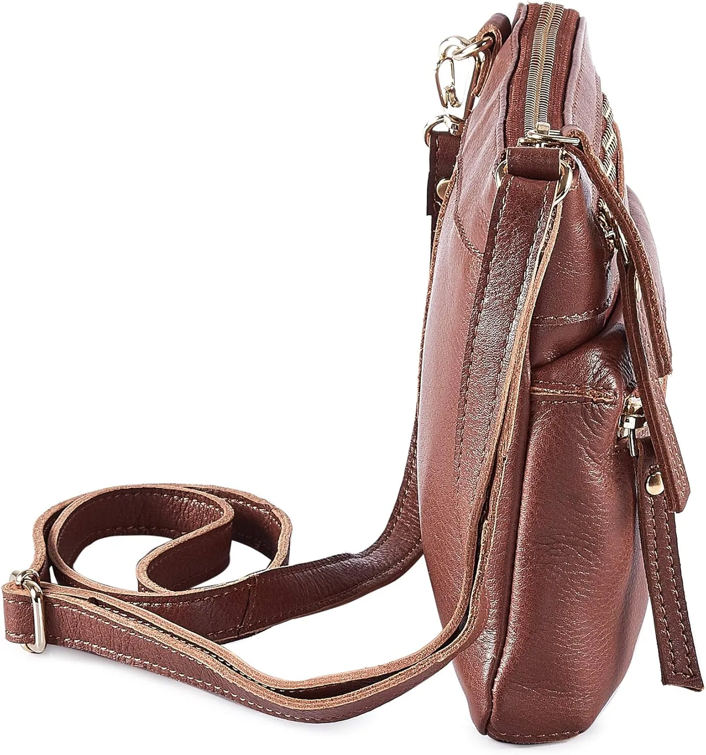 Wise Owl Accessories Small Crossbody Sling Bag Real Leather Purse for Women Crossover Trendy Shoulder Handbag