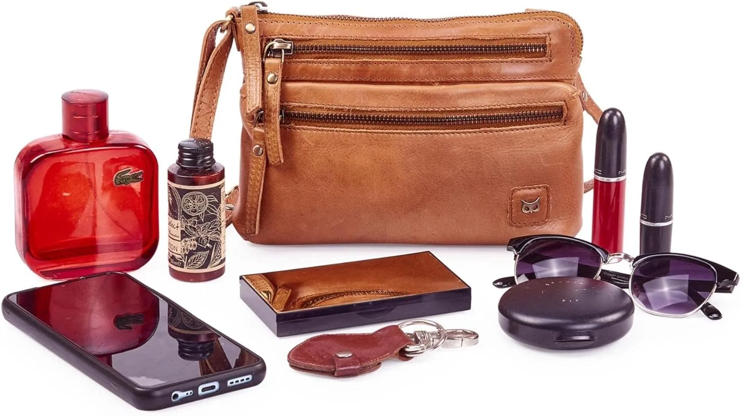 Wise Owl Accessories Small Crossbody Sling Bag Real Leather Purse for Women Crossover Trendy Shoulder Handbag