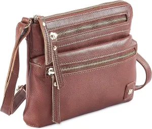 Wise Owl Accessories Small Crossbody Sling Bag Real Leather Purse for Women Crossover Trendy Shoulder Handbag