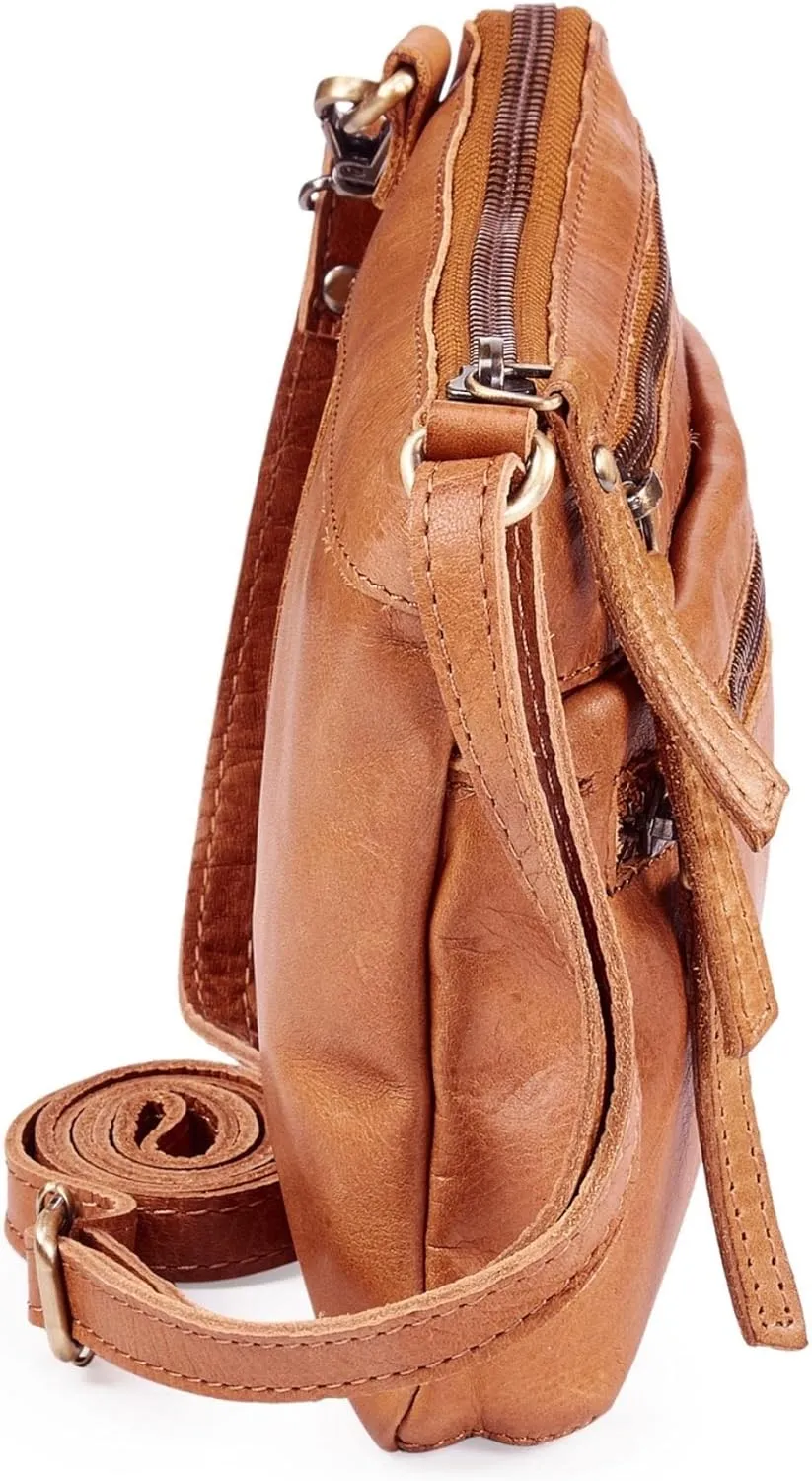 Wise Owl Accessories Small Crossbody Sling Bag Real Leather Purse for Women Crossover Trendy Shoulder Handbag