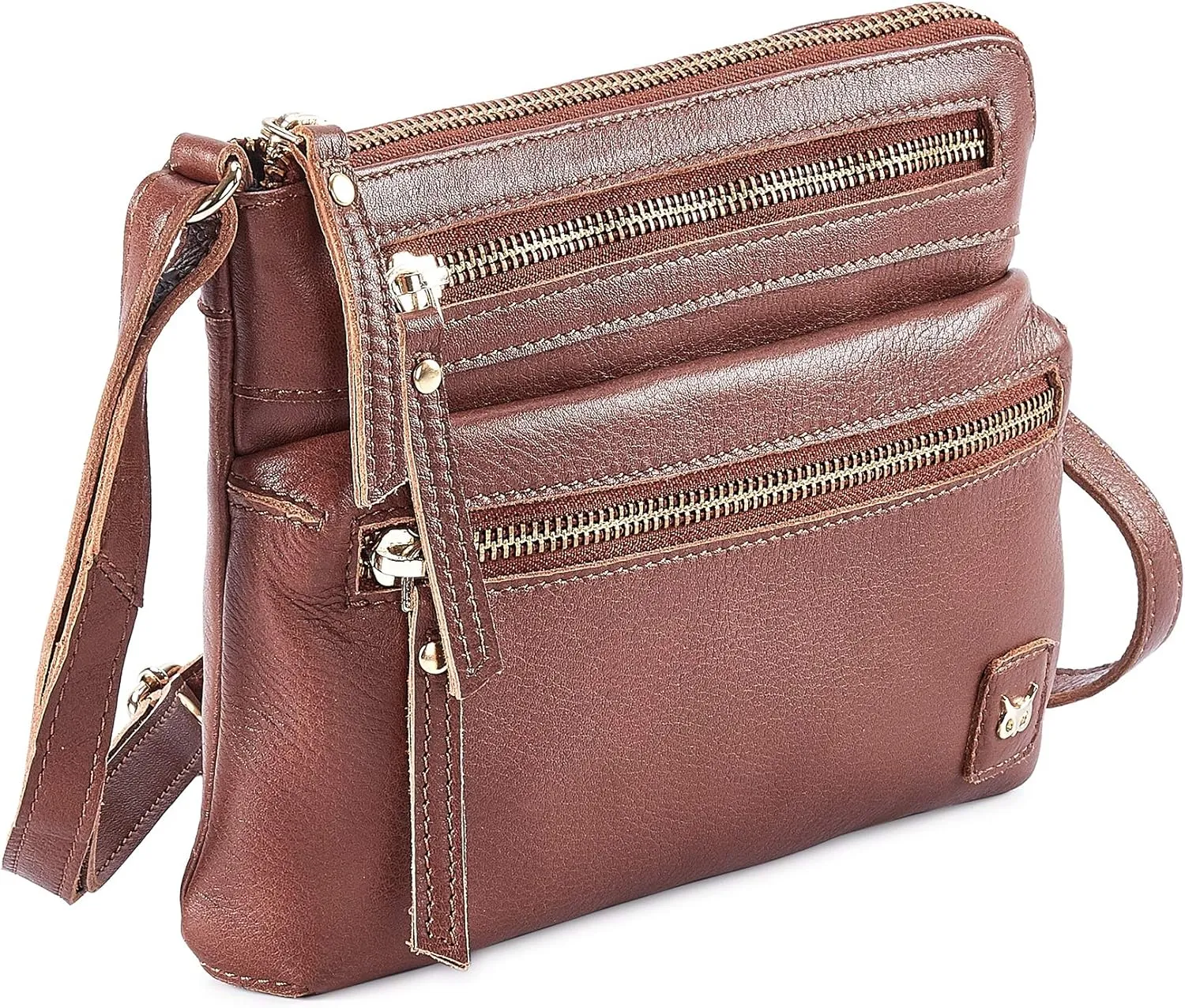 Wise Owl Accessories Small Crossbody Sling Bag Real Leather Purse for Women Crossover Trendy Shoulder Handbag