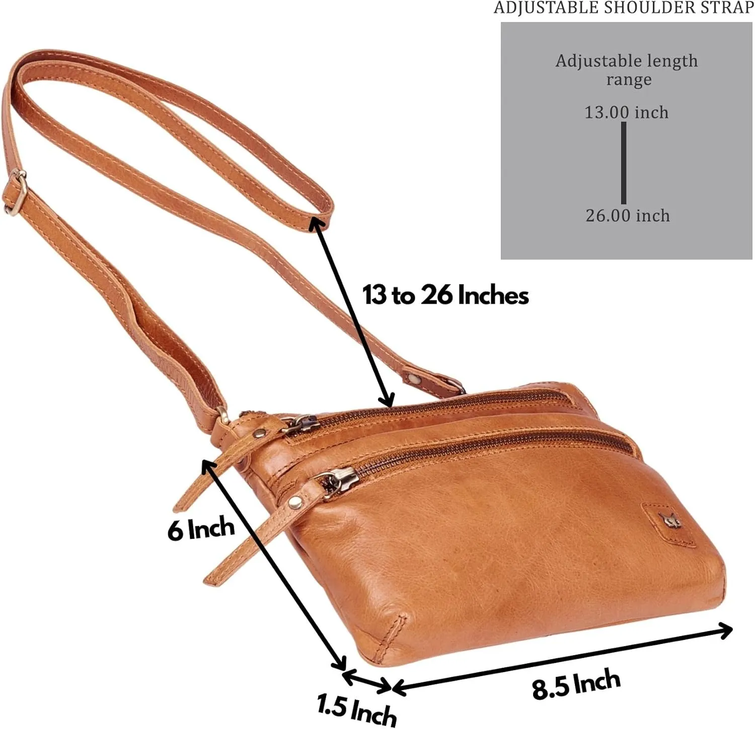 Wise Owl Accessories Small Crossbody Sling Bag Real Leather Purse for Women Crossover Trendy Shoulder Handbag