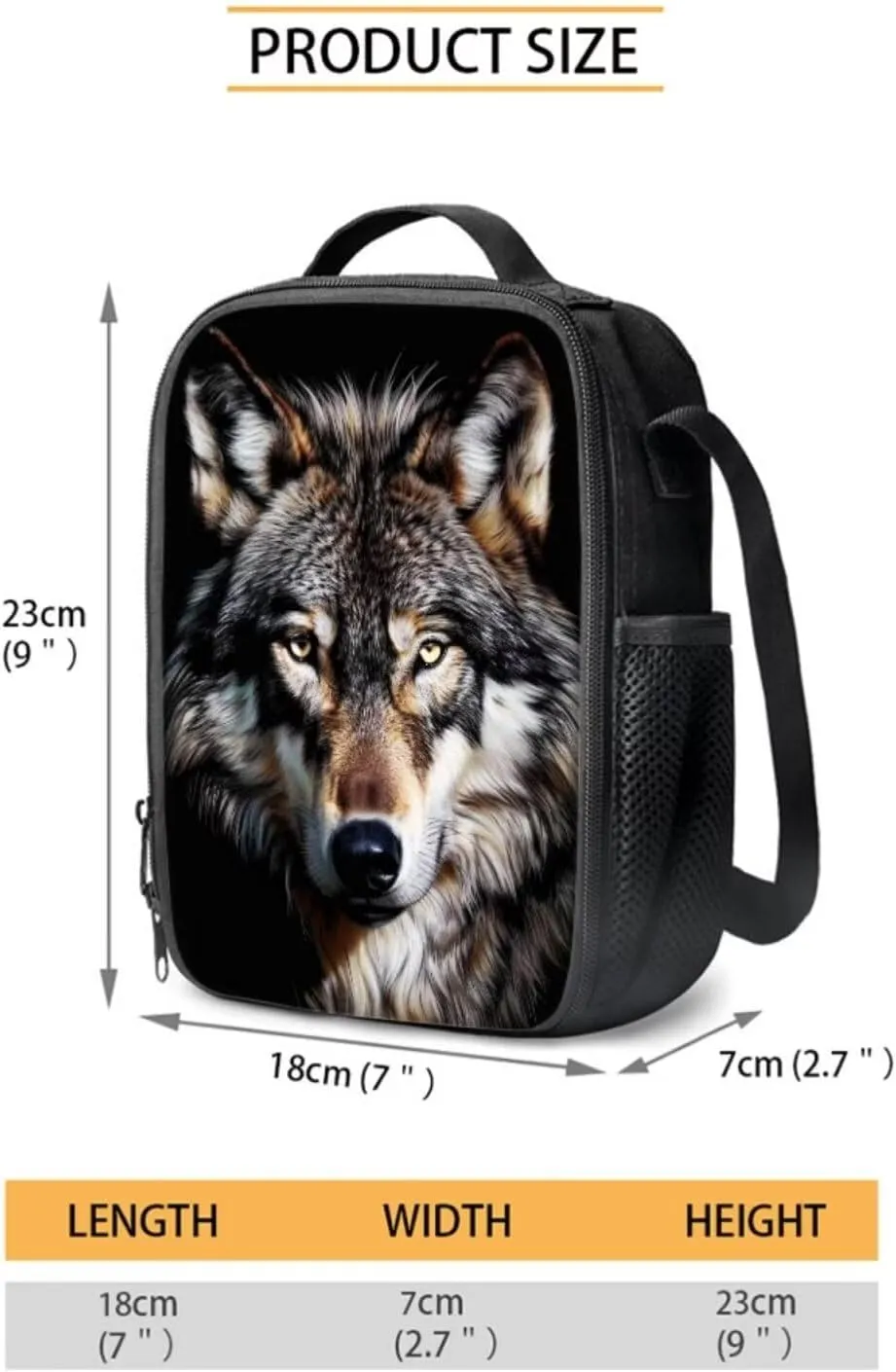 Wolf Backpack and Lunch Bag Set for Boys Kids Bookbag Ages 6-8/8-12 School Bags Pencil Case Insulated Lunch Box Middle High Schoolbag Teen Back Pack Student Shoulder Bags 3pcs Cool