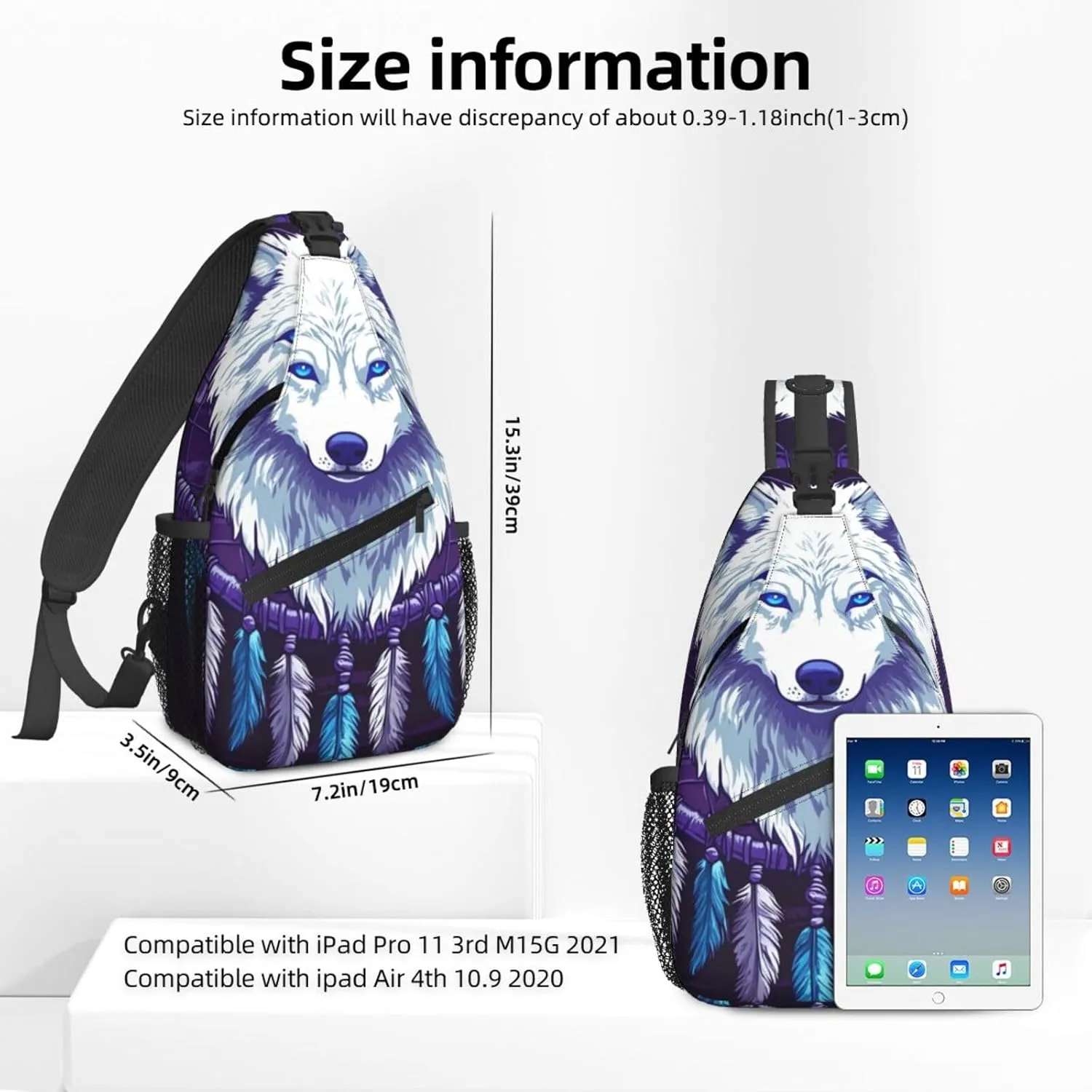 Wolf Dreamcatcher Sling Bag For Women Crossbody Shoulder Bag Casual Daypack Backpacks Men Chest Bag Gym Cycling Travel Hiking