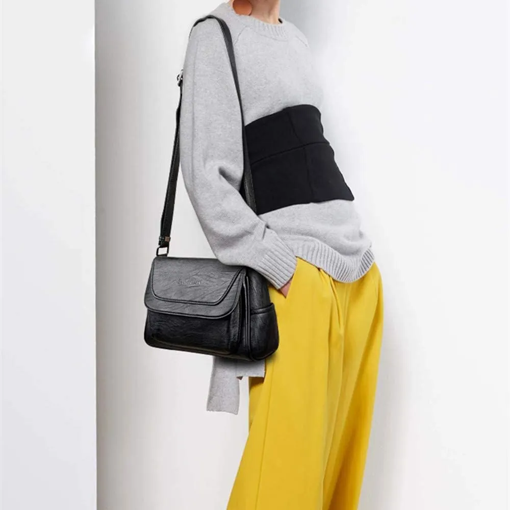 Women Crossbody Bag Soft PU Leather Purses and Handbags Multi Pocket Shoulder Bag