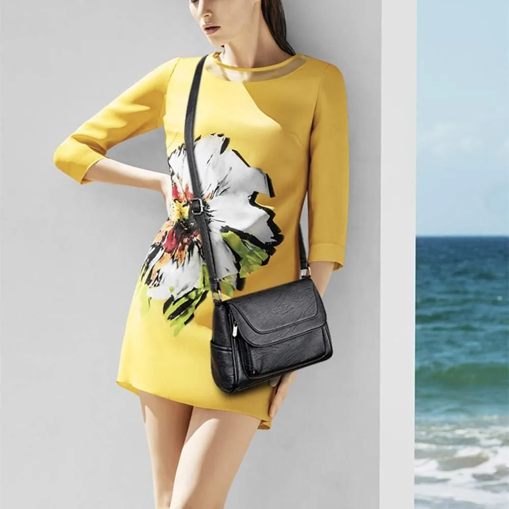 Women Crossbody Bag Soft PU Leather Purses and Handbags Multi Pocket Shoulder Bag