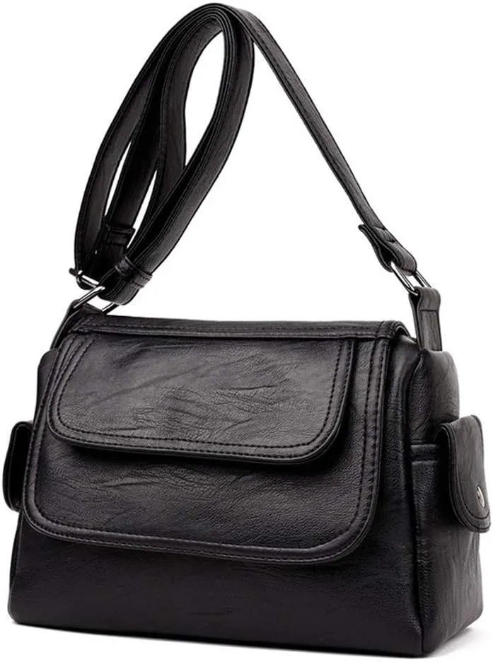 Women Crossbody Bag Soft PU Leather Purses and Handbags Multi Pocket Shoulder Bag
