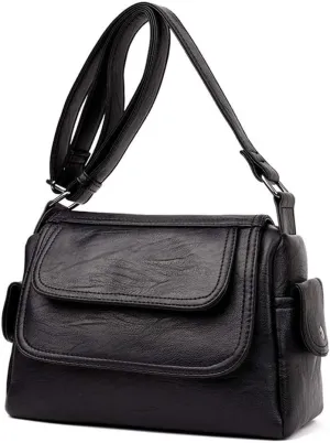 Women Crossbody Bag Soft PU Leather Purses and Handbags Multi Pocket Shoulder Bag