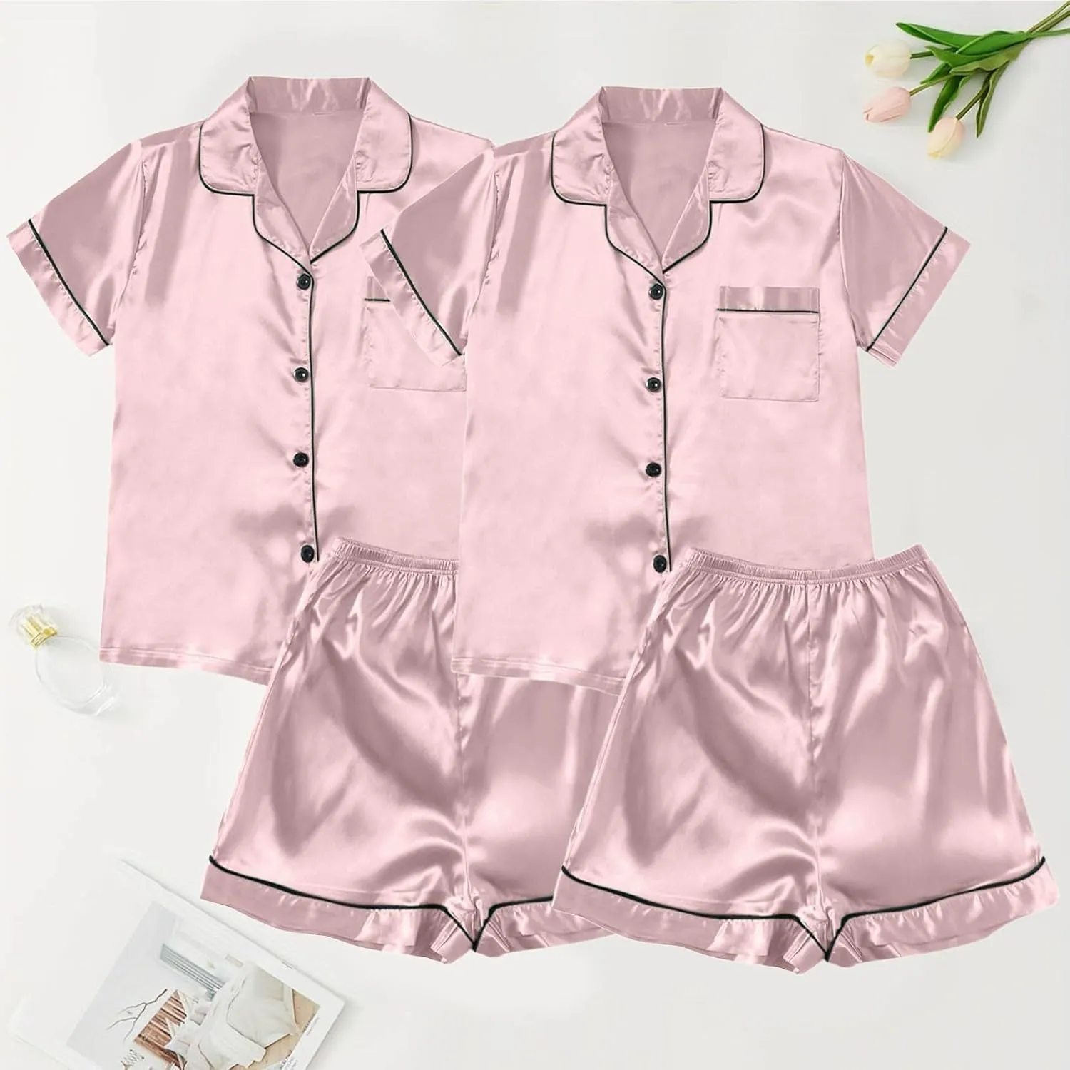 Women Lingerie Sets Bra and Panties Set Nightwear Low Waist Mini Babydoll Front Open Closure Skirt with Thigh Garter