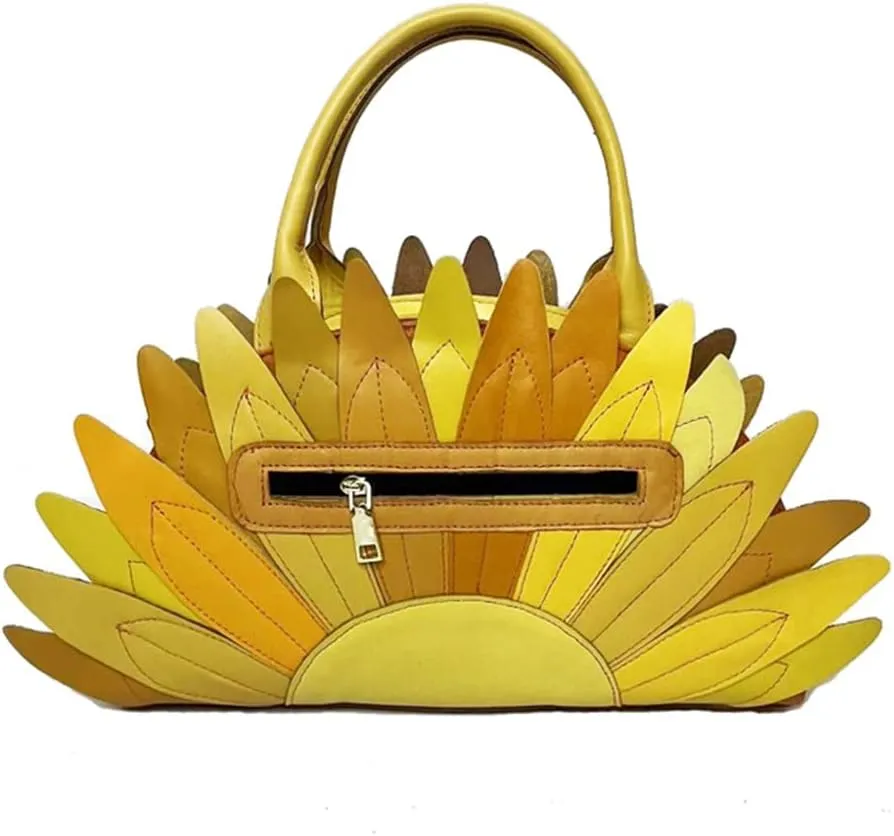 Women Multicolor Flowers Shoulder Purse Genuine Leather Handbag Sunflower Colorful Crossbody Bag Travel Party Satchel