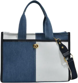 Women Retro Crossbody Bag Large Capacity Denim Vintage Shoulder Bag Adjustable Strap Fashion Satchel Bag Female Da