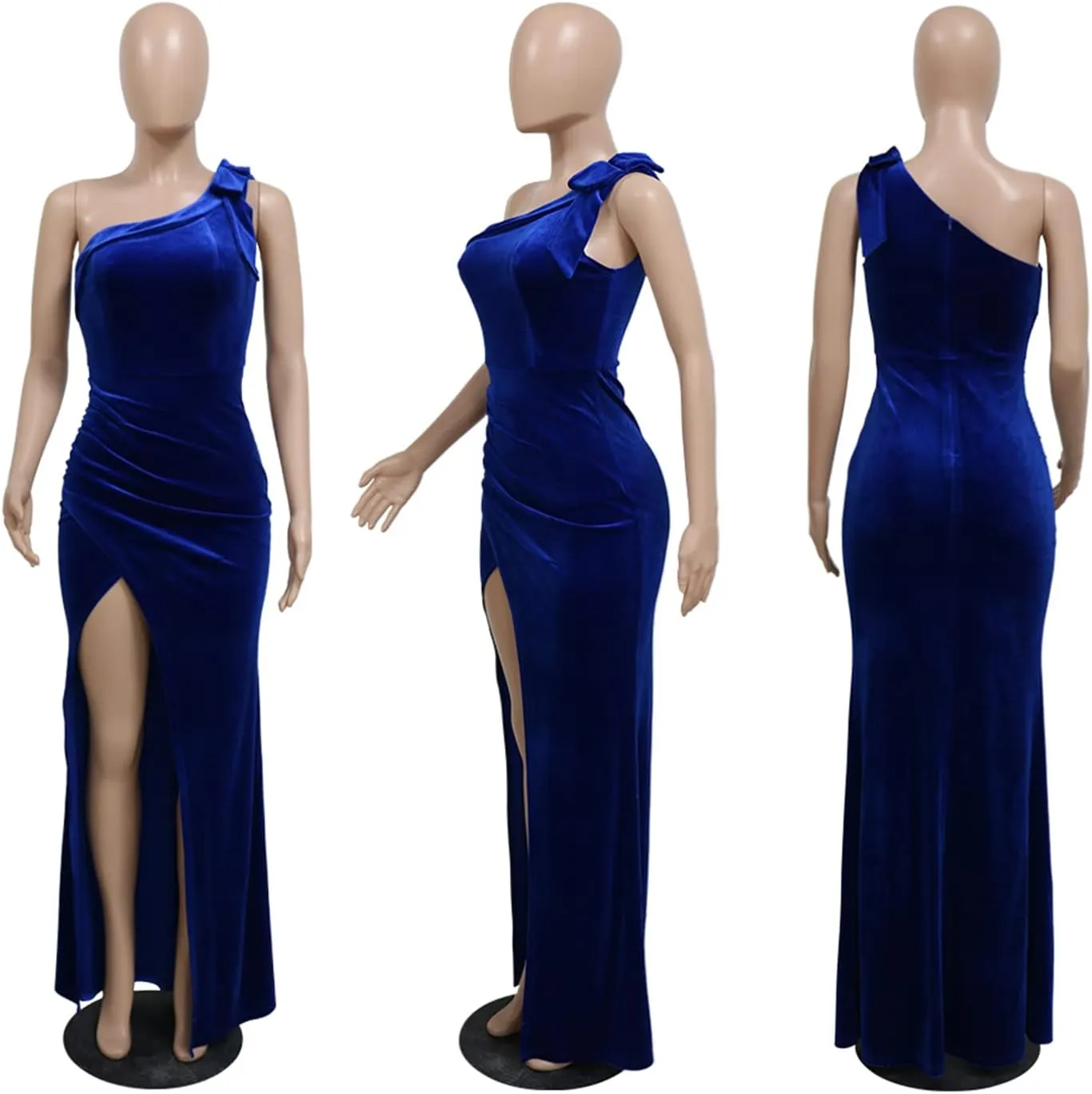 Women Sleeveless Off Shoulder Split Evening Cocktail Long Dress