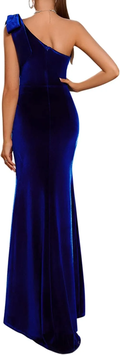 Women Sleeveless Off Shoulder Split Evening Cocktail Long Dress