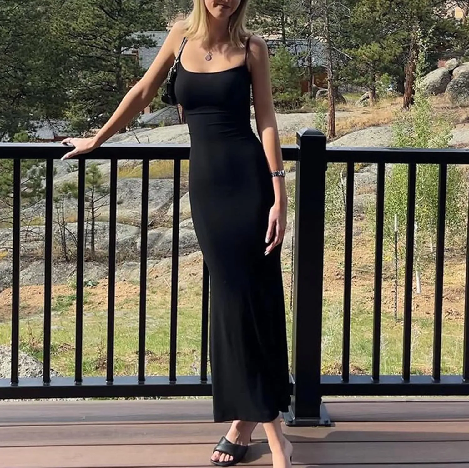 Women Spaghetti Strap Casual Maxi Dresses Sleeveless Cami Dress Party Club Bodycon Dress