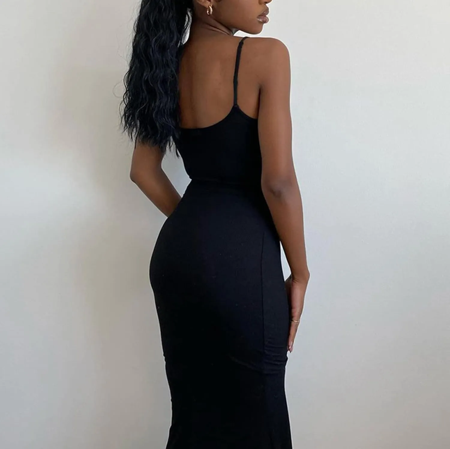 Women Spaghetti Strap Casual Maxi Dresses Sleeveless Cami Dress Party Club Bodycon Dress