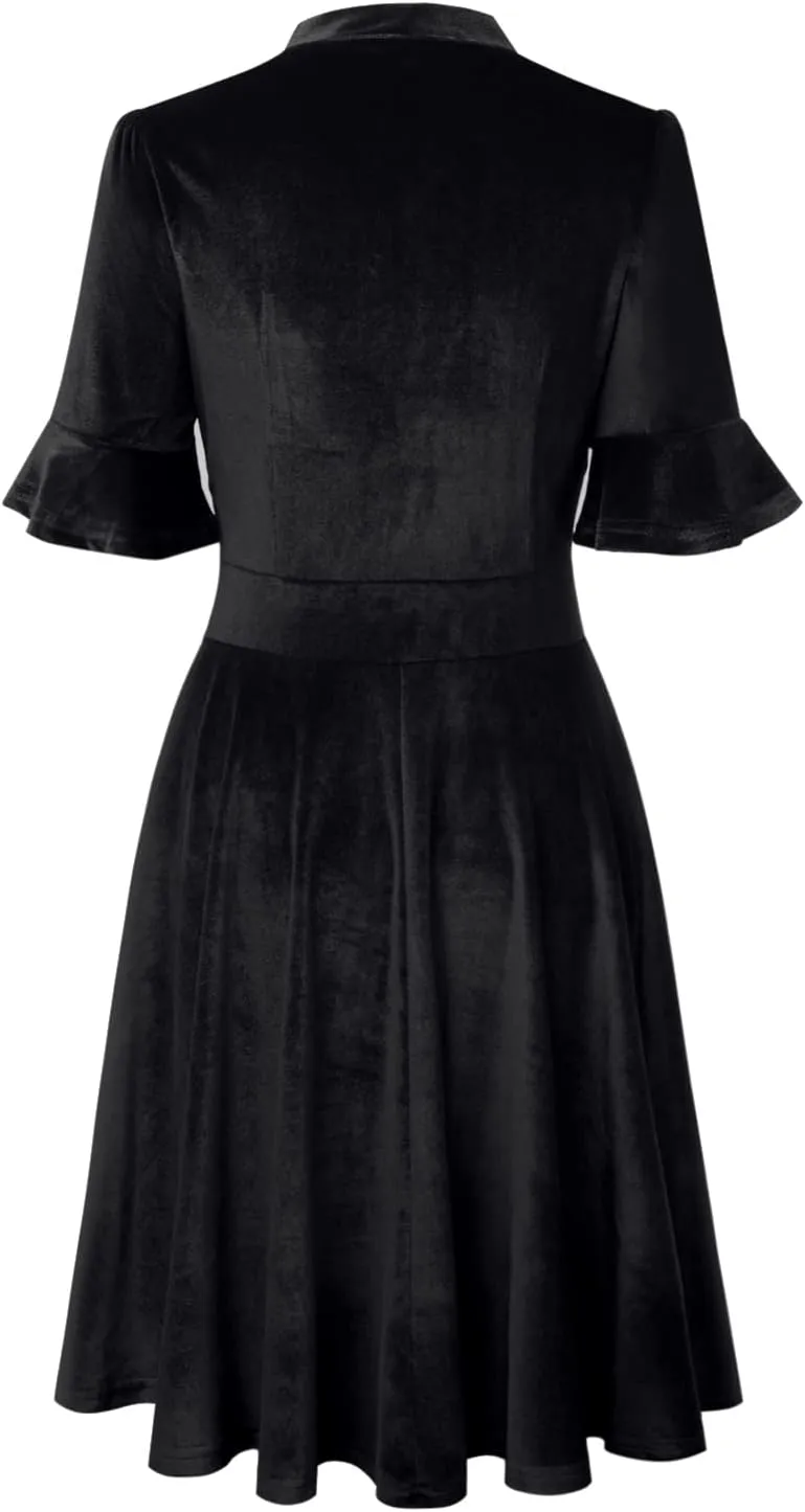 Women Summer Floral Ruffle Sleeve Wear to Work Church Wedding Guest Party Dresses