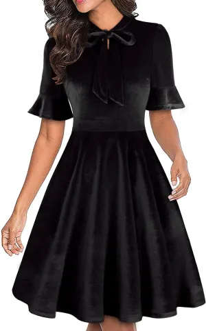 Women Summer Floral Ruffle Sleeve Wear to Work Church Wedding Guest Party Dresses