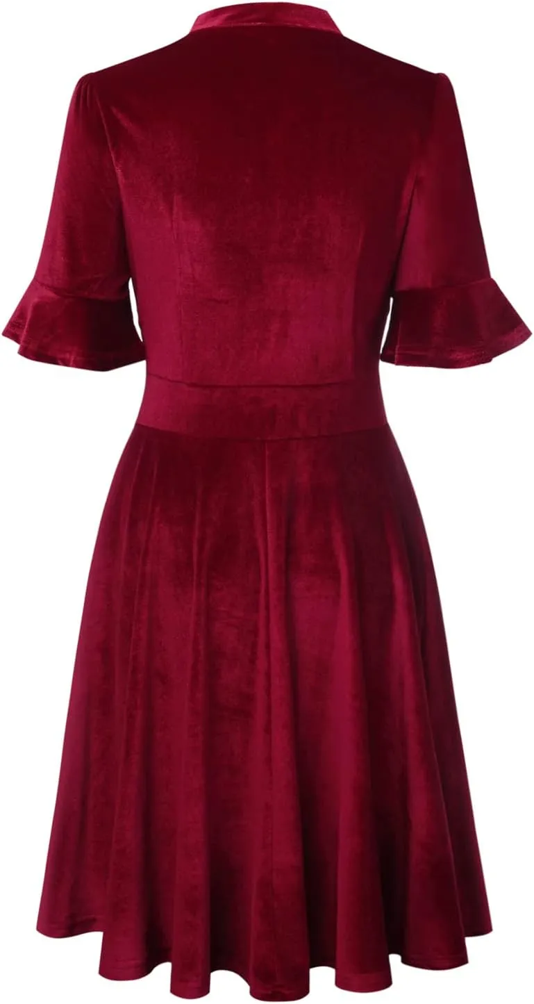 Women Summer Floral Ruffle Sleeve Wear to Work Church Wedding Guest Party Dresses