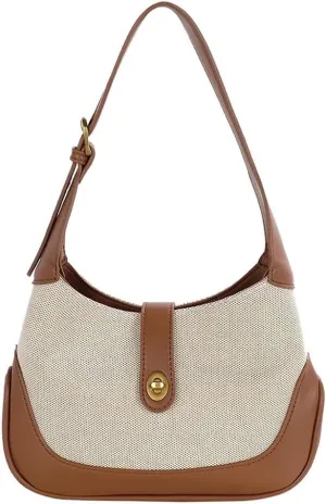 Women Vintage Shoulder Bag Patchwork Tote Dumpling Bag Contrast Color French Underarm Bag Top Handle Bag Daily Dat