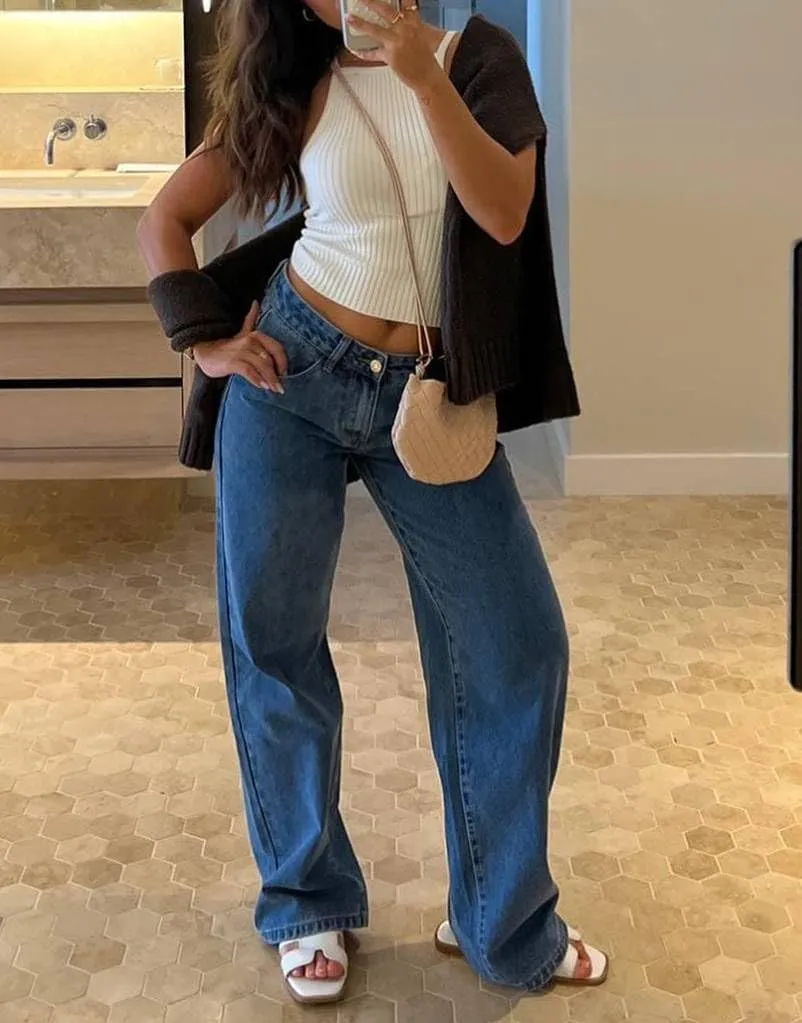 Women Y2k Low Rise Baggy Jeans Vintage Boyfriend Loose Fit Straight Wide Leg Jeans Casual Long Denim Pants