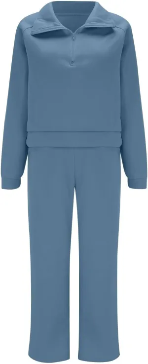Womens 2 Piece Outfits Daily Solid Color Pants Spring and Autumn Set Lounge Fall Slim and Thin Sweatpants