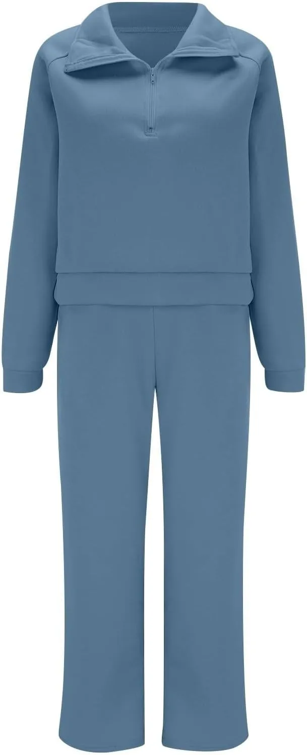 Womens 2 Piece Outfits Daily Solid Color Pants Spring and Autumn Set Lounge Fall Slim and Thin Sweatpants