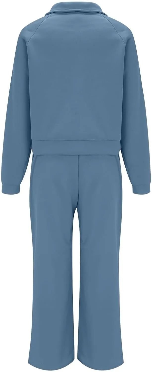 Womens 2 Piece Outfits Daily Solid Color Pants Spring and Autumn Set Lounge Fall Slim and Thin Sweatpants