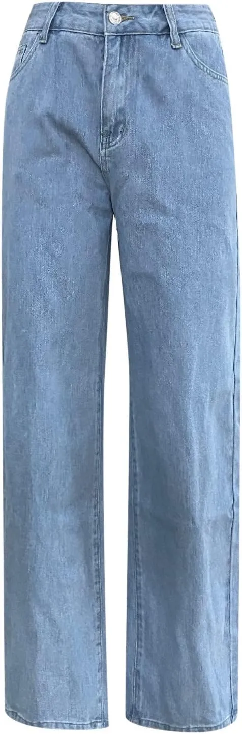 Women's Baggy Jeans Vintage Y2K Wide Leg Jeans High Waisted Boyfriend Pants Plus Size Ripped Jeans Hip Hop Streetwear