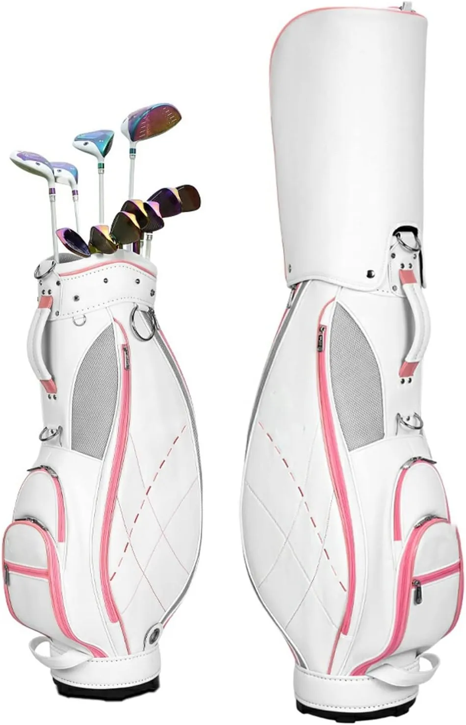Women's Golf Bag, Lightweight Waterproof Microfiber Leather Golf Cart Bag, High Hardness Base, Portable Golf Stand Bag Travel Golf Club Bags