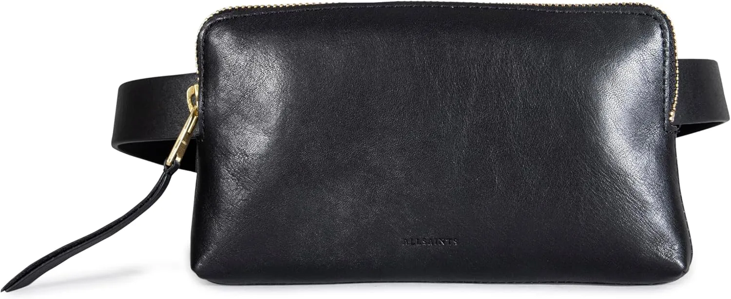 Women's Leather Belt Bag, Removable Zip Pouch for Hands-Free Carrying
