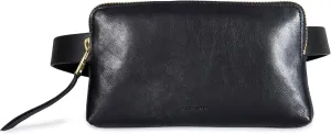 Women's Leather Belt Bag, Removable Zip Pouch for Hands-Free Carrying