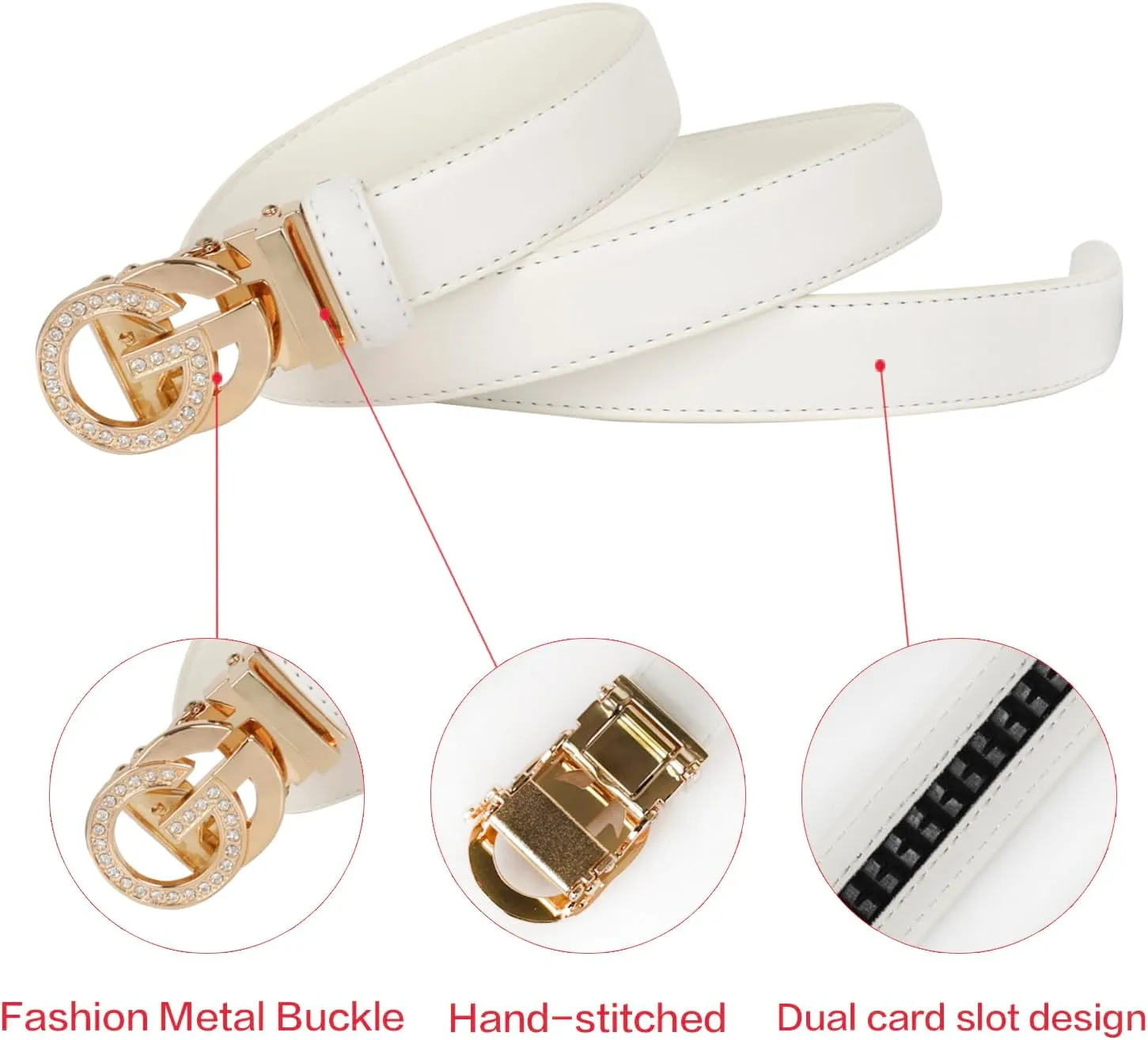 Women's Leather Belt with Buckle - Ideal for Dresses, Jeans, and Coats